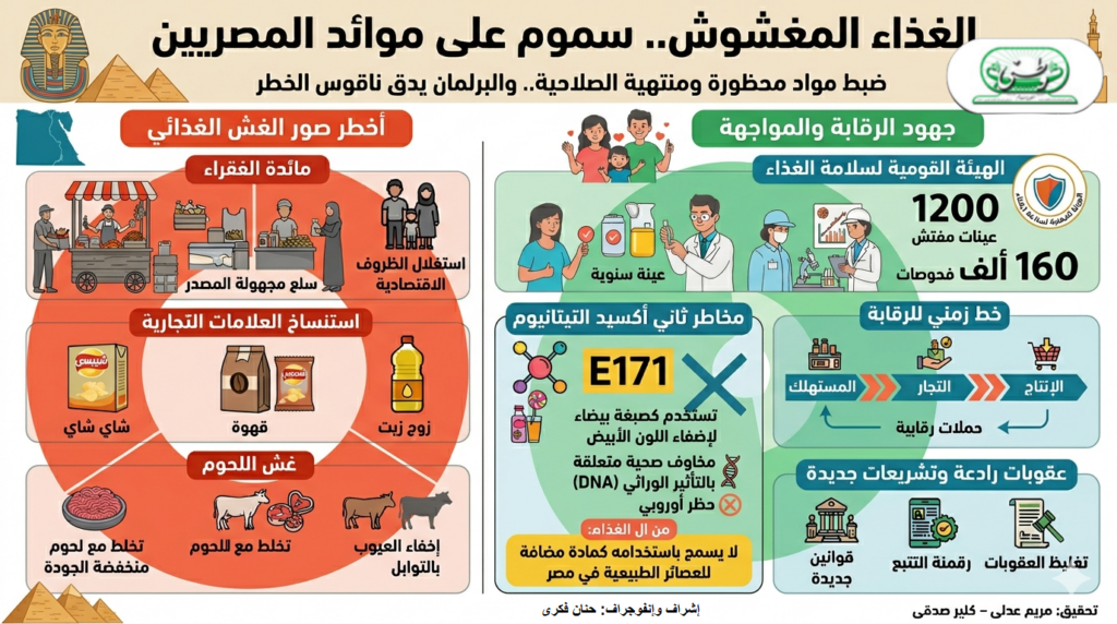 الغـذاء المغـشوش.. ســمــوم عـلى مــوائــد المصـرييـن وتجـارة أرباحها من صحـة المواطـنيـن